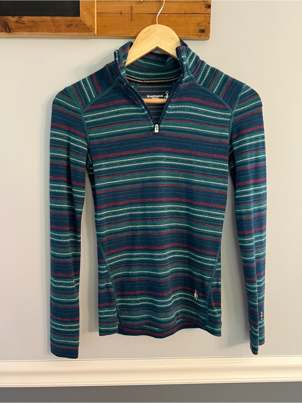 Smartwool Merino 250 Base Layer Quarter Zip Top XS Striped